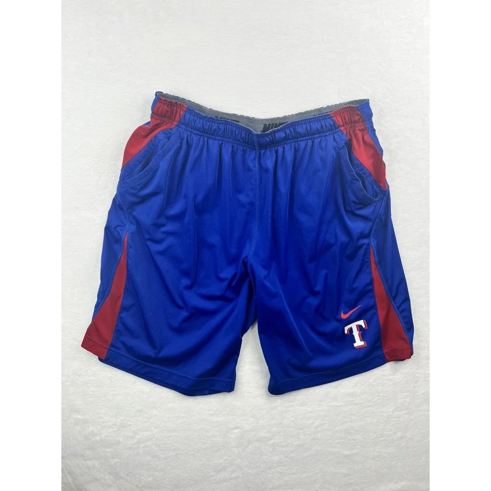 Texas Rangers Shorts Mens Size 2XL Blue Nike Dri-Fit Performance Baseball (Read)